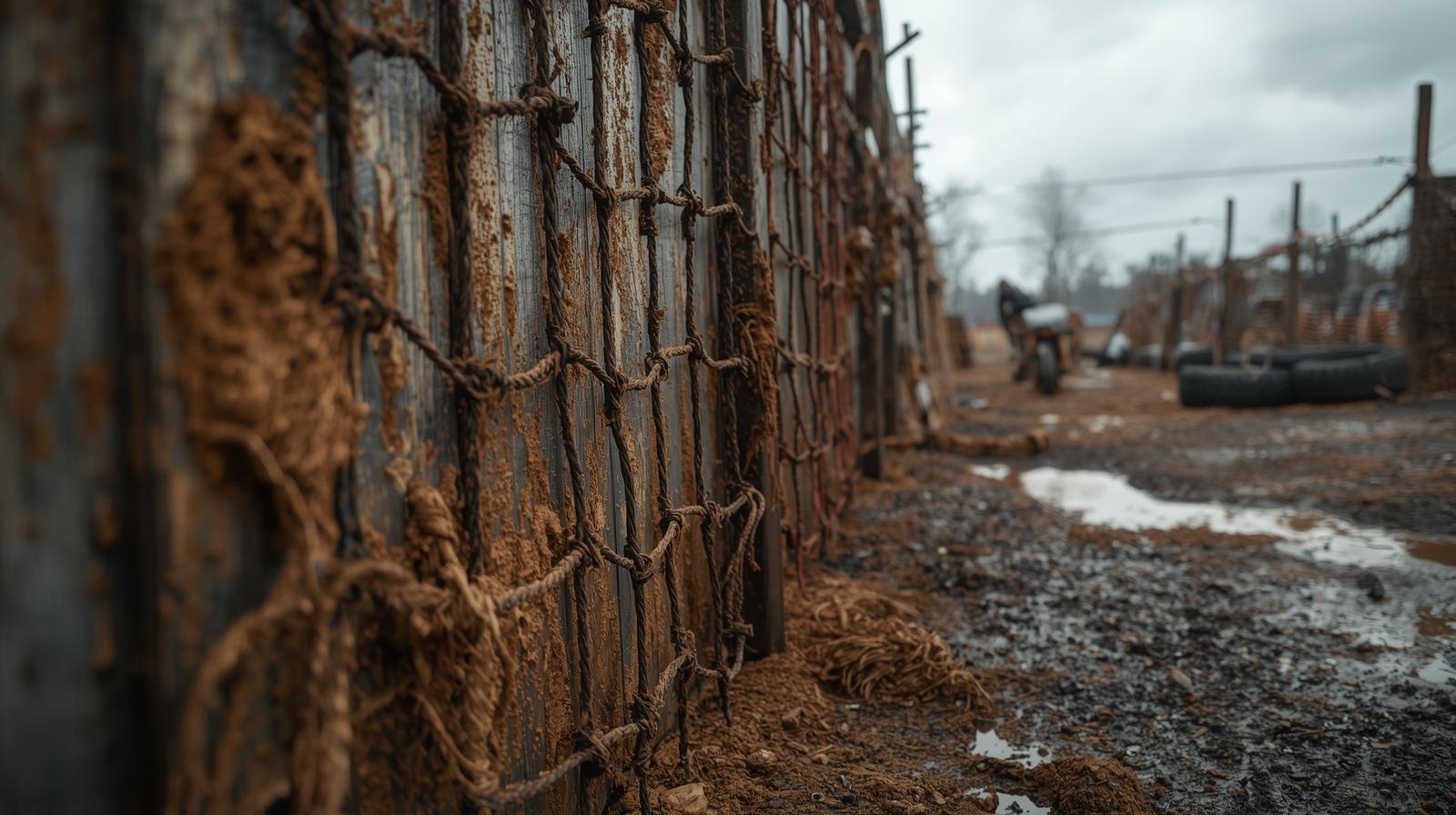 Muddy obstacle details from a Virginia Beach mud run event