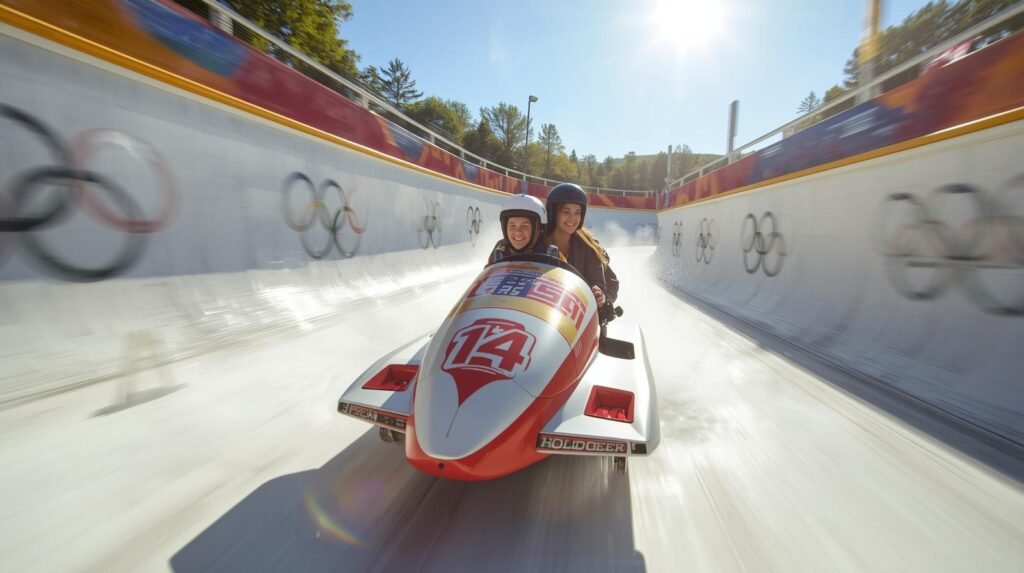 "Family riding summer bobsled - exciting Lake Placid family activities summer"