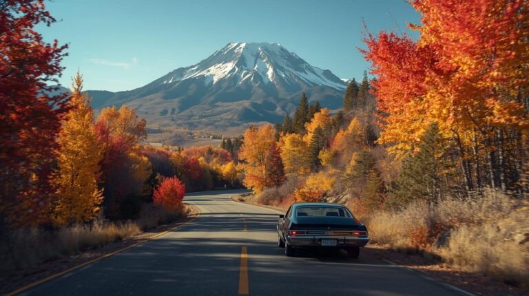 Scenic fall drive to Oktoberfest Colorado Springs from Denver with mountain views