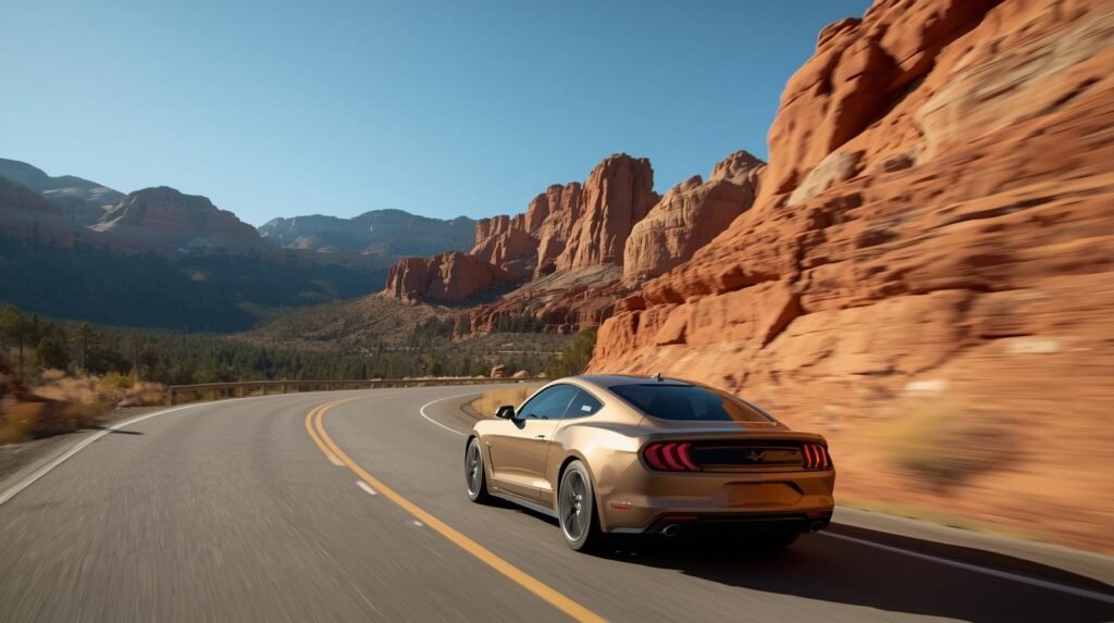 “Scenic drive near Colorado Springs after visiting the auto show”