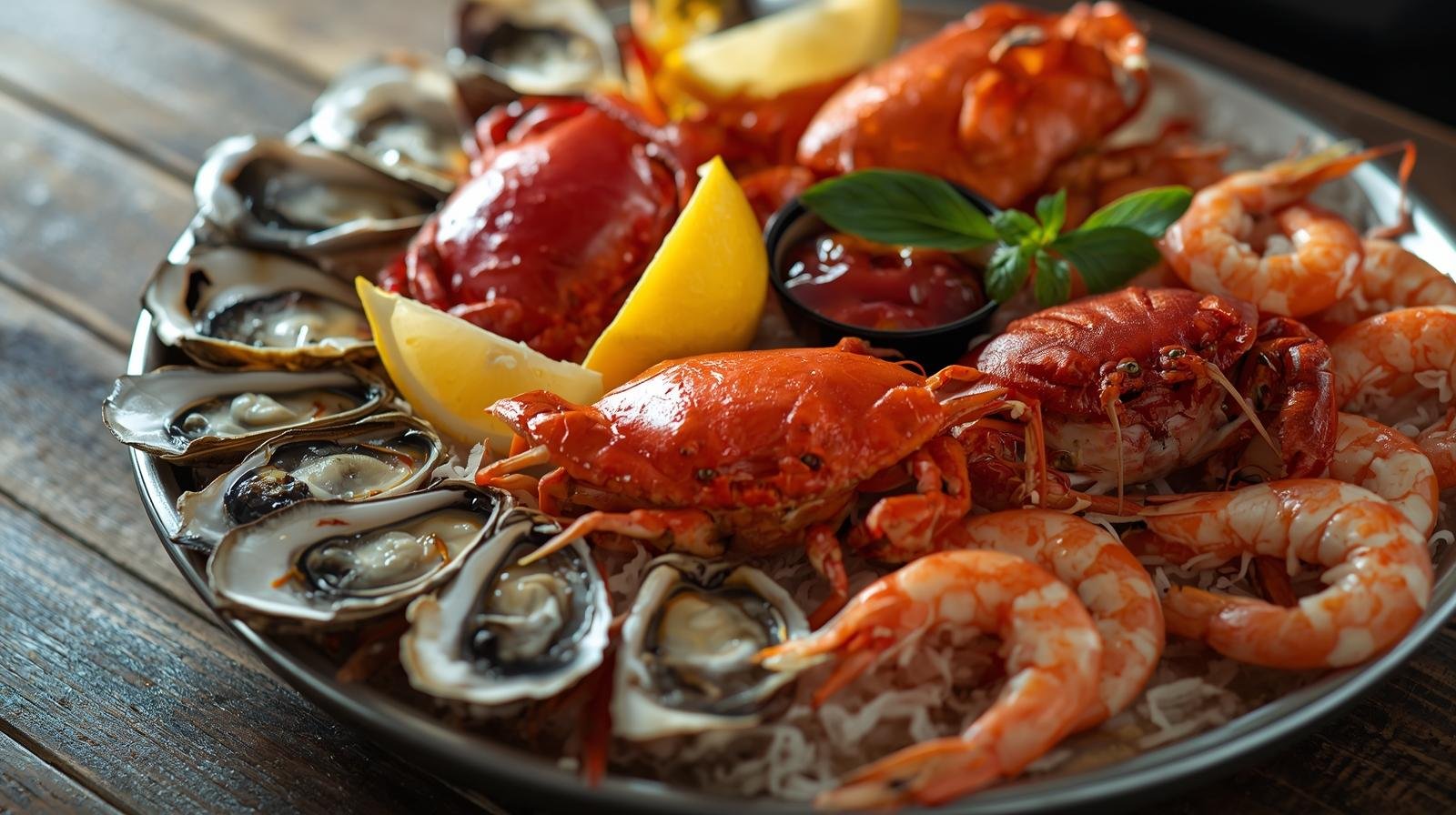 Fresh seafood platter with oysters, crabs, and shrimp at Virginia Beach Seafood Festival