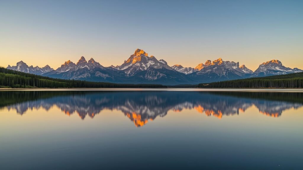 Grand Teton National Park at sunrise in summer”
